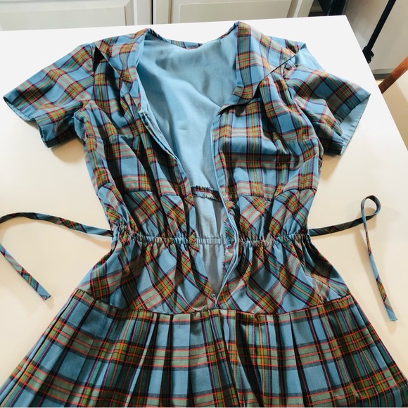 Vintage Jeanette Alexander of California 1960s Blue Plaid Dress, Women’s 12-14 - Picture 8 of 13
